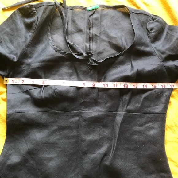 Benetton linen black dress one piece - Picture 9 of 13